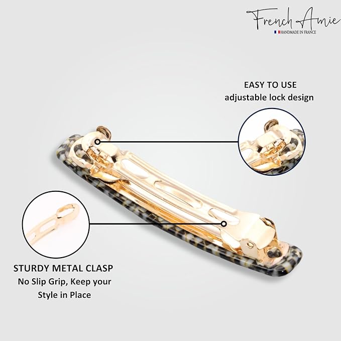 French Amie Small Opera 2 1/4 inch Celluloid Handmade Automatic Hair Clip Barrette - (Opera)