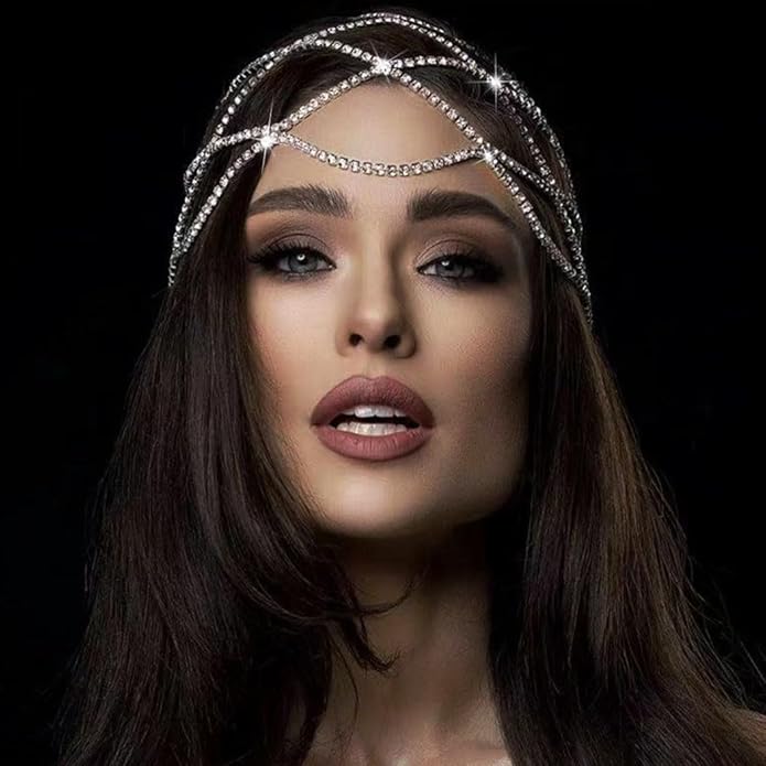 1920s Rhinestone Head Chain Jewelry Flapper Cap Headpieces Costume Hair Accessories for Women