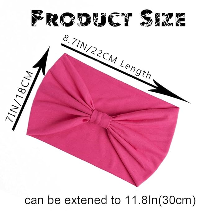 Wide Headbands Stretch Turban Knotted Hairbands Elastic Yoga Workout Sweatband Running Sport Head Scarf Large African Head Wraps for Women 4 Pcs (Set C)