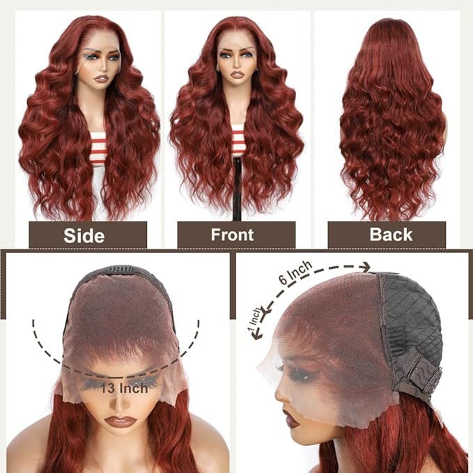 BVH 30 Inch Reddish Brown 13x6 Lace Front Wigs Human Hair Body Wave Wigs Human Hair 200 Density Hd Lace Frontal Wigs M Hairline 33# Brown Wigs (13x6 Reddish Brown Lace Front Wigs Human Hair, 30 Inch)