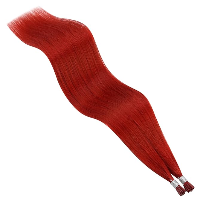 YoungSee Itip Human Hair Extensions Red I Tip Hair Extensions Human Hair Red 16Inch 40s 25g Itips Hair Extension Real Human Hair Cold Fusion Hair-Extension Colored for Party Highlights