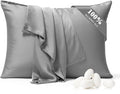 100% Pure Silk Pillowcase 2 Pack for Hair and Skin, Both Sides 23 Momme Grade 6A+ Mulberry Silk Pillowcases with Hidden Zipper, Soft&Smooth Cooling Pillow Cases (Gray, King 20x36)
