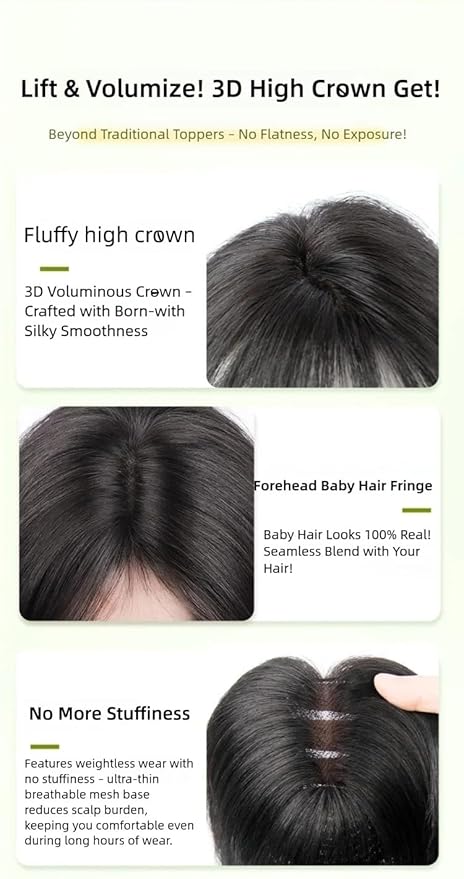 Anemone 100% Real Human Hair Topper No Need Clips Magic Paste Hair Seams 7x10cm Skin Base Fringe Bangs Easy to Wear (1B French Bangs)