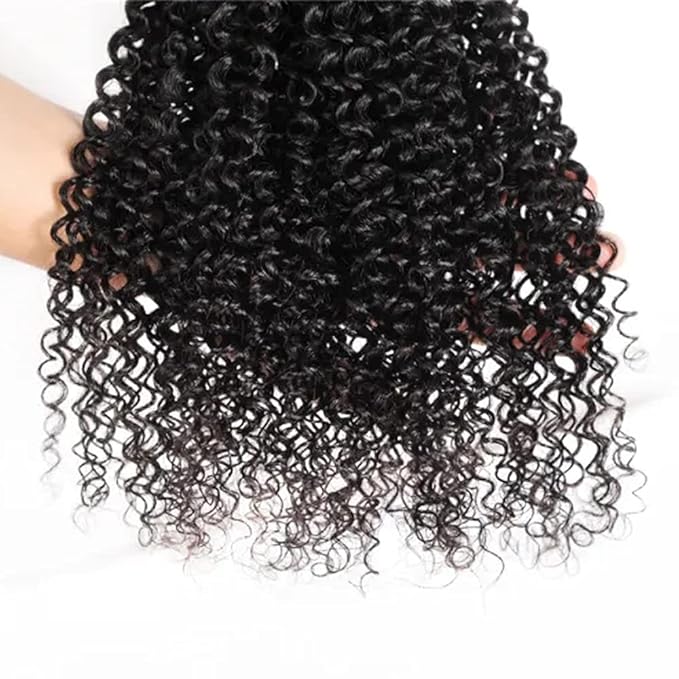 30 Inch Human Hair Bundles Natural Black Kinky Curly Bundles Brazilian Virgin Remy Hair Extensions Niegmeag Double Weft Color 1B Kinky Curly Bundle Hair Weave 100g