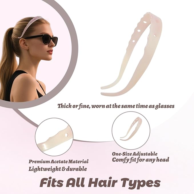 Headbands with Teeth Non-Slip Thin Acetate Hairbands for Women, Sunglasses Headband Design, 90s Retro Hair Barrettes, No Pressure & No Headache Hair Bands (Pink Star)