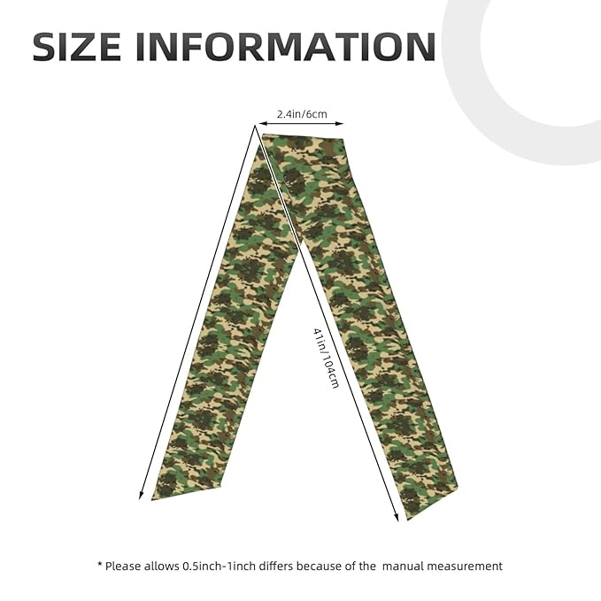 Men Women Fashion Sports Sweat Bands Hand Decor for Running Fitness Shower, Long Multi Style Green Camo Army Camouflage Head Ribbon Headwear