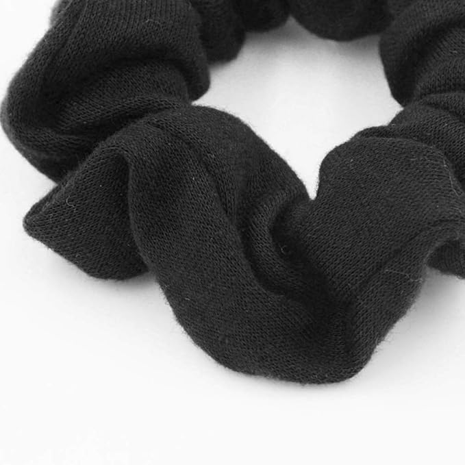 Pack of 12 Cotton Hair Scrunchies Single Jersey Solid Color Ponytail Holders Hair Ties for Girl (Black)