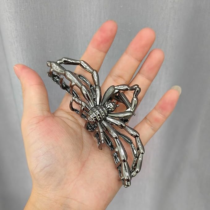 Large Realistic Black Metal Spider Claw Hair Clips - Strong Hold Nonslip Halloween Hair Accessories for Thick and Thin Hair
