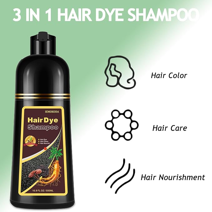 Dark Brown Hair Dye Shampoo, Hair Dye Shampoo 3 in 1, Brown Hair Dye for Men Women Colors in Minutes, 100% Gray Coverage, Instant Hair Dye for All Hair Types 16.9 Fl Oz (Dark brown)