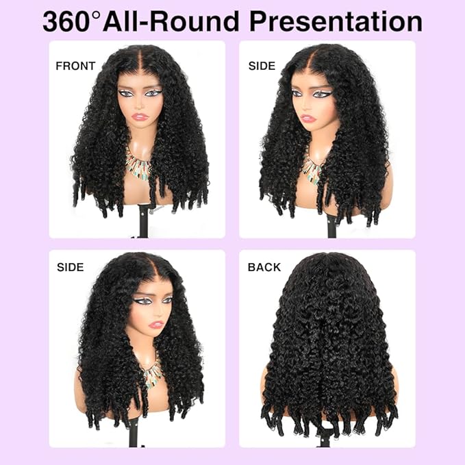 7x6 Burmese Curly Glueless Wigs Human Hair Pre Plucked Pre Cut 250% Density Drawstring Wig Human Hair 7x6 HD Lace Front Wigs Human Hair for Black Women Wear and Go Glueless Wig Natural Color 16inch