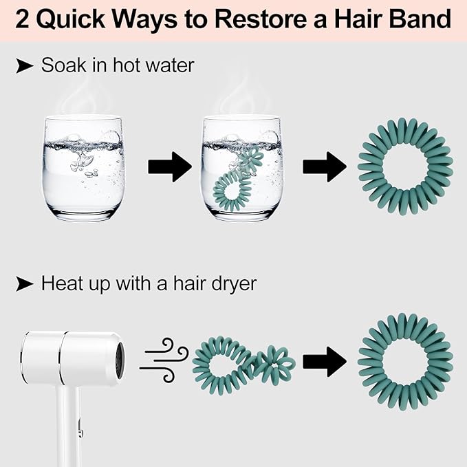 JessLab Spiral Hair Bobbles, Pack of 20 Traceless Telephone Cable Hair Bobbles No Wrinkles Spiral Bracelet Plastic Coil Ponytail Holder No-Damage Headband Hair Accessories for Girls Women Ladies Gift