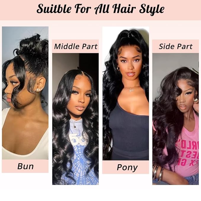 360 Lace Front Wigs Human Hair Body Wave 200% Density 24 Inch Upgraded Hidden Straps 360 HD Full Lace Wigs Human Hair With Drawstring Pre Plucked With Baby Hair for Women Natural Black