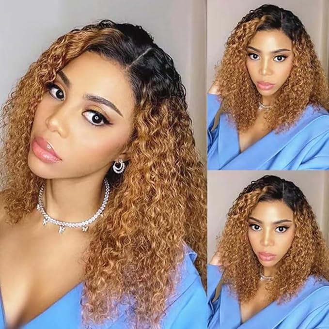 4/27 Human Hair Bundles Blonde Kinky Curly Bundles Niegmeag Hair Brazilian Grade 8A Virgin Hair Extensions 18 20 22 Inch Double Weft Real T1B/4/27 Curly Bundle 100g/Pc