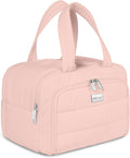 TOPDesign Travel Toiletry Bag for Women, Puffer Large Toiletry Bag, Lightweight Cosmetic Makeup Organizer with Handle for Traveling, Accessories, Essentials, Toiletries (Pink)