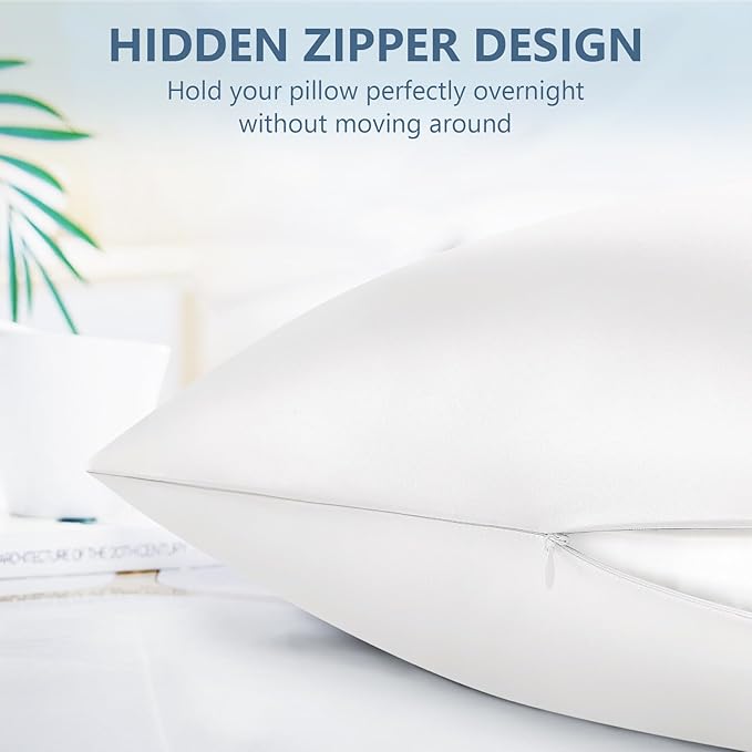 Silk Pillow Cases King Size 100% Mulberry Silk Pillowcase for Hair & Skin 22 Momme Both Side Grade 6A Silk Cooling Soft Breathable 20 x 36 Inches with Hidden Zipper 1PC, White
