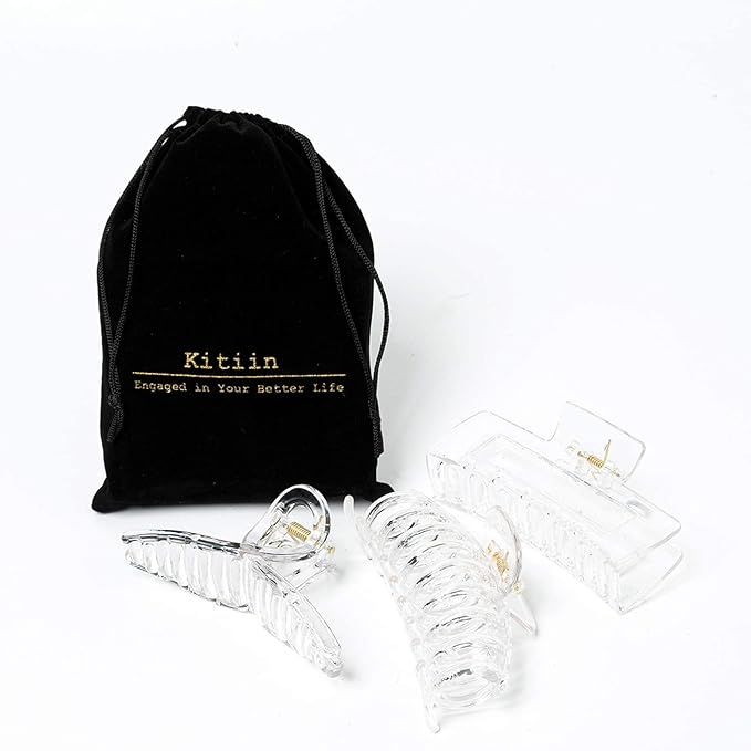 Clear Claw Clips for Thick/Fine/Thin Hair, Strong Holding Large Jaw Polycarbonate Clips for Women (3 pcs)