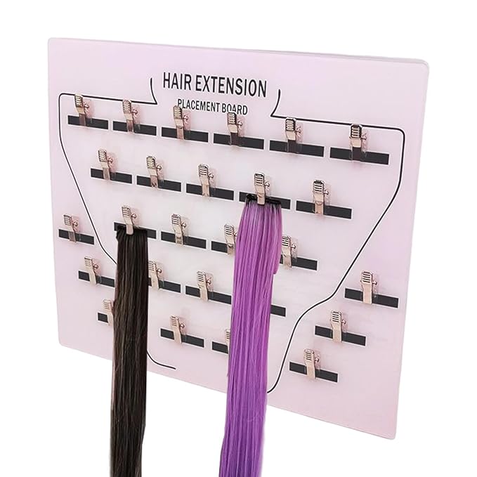 Extension Holder - Acrylic Hair Extension Organizer, Styling Hair Separator Board | Hair Tinsel Storage Plate with Clip for Wig Grafting, Sectioning, and Display for Home & Salon Use