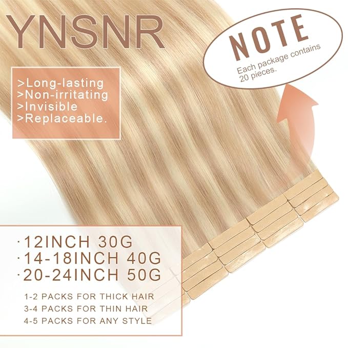 Tape in Hair Extensions Human Hair Brownish Brown to Brownish Yellow Hair Extensions 18 Inch 20pcs Remy Straight Human Hair Tape in Extensions Skin Weft Tape Extensions Human Hair