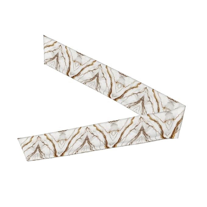Men Women Fashion Sports Sweat Band Hair Accessories for Sports Workout Shower, Long Multifunction Gold White Marble Art Head Ribbon Headwear