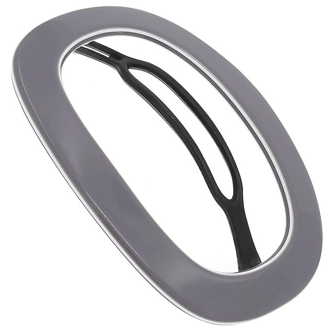Camila Paris CP3356 French Hair Barrette Clip for Women, Handmade, Gray White, Slide-in Metal-Free Closure, Strong Hold Grip Hair Clips for Girls, No Slip Durable Hair Accessories, Made in France