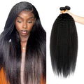 28 30 32 Inch Yaki Straight Bundles Color 1B Kinky Straight Human Hair Bundle Brazilian Virgin Remy Hair Extensions Niegmeag Double Weft Soft and Silky Natural Black Yaki Bundle 300g