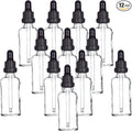 YIZHAO Clear Glass Dropper Bottle 2oz, Tincture Bottles with Glass Dropper, for Essential Oils, Aromatherapy, Cosmetic, Laboratory, Pharmacy, Liquids, Travel –12 Pcs