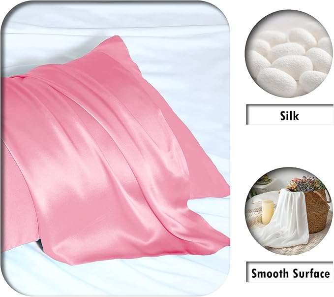 Silk Pillowcase for Hair and Skin,Soft,Breathable and Sliky 100% Silk Pillowcases King Set of 2,Both Sides Natural Mulberry Silk Pillow Cases with Hidden Zipper(King Size 20"X 36",2pcs)