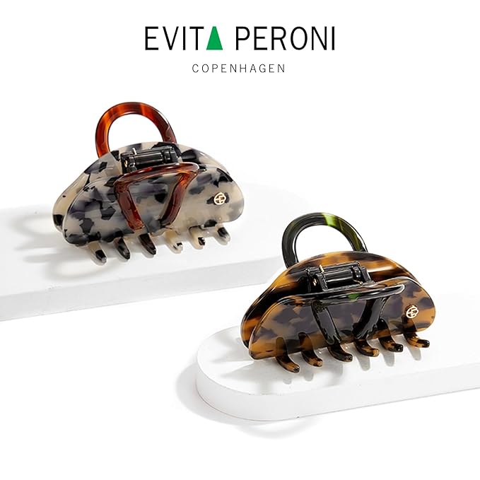 EVITA PERONI Middle Hair Clip, "Vintage Candy" Hair Clips for Women Strong Grip Acetate Shark Claw Clip with Gift Box, Amber