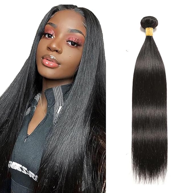 Color 1B Bundles Human Hair Natural Color Straight Bundles 18 Inch Grade 8A Brazilian Virgin Remy Hair Extensions Double Weft Remy Natural Black Hair Weave