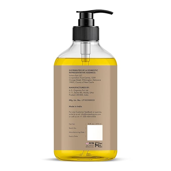 Majestic Pure Castor Oil - 100% Pure & Natural - Premium Grade, Cold Pressed, Hexane Free - Hair, Eyelashes, Eyebrows, Nails - Moisturizing & Nourishing - 16 Fl Oz