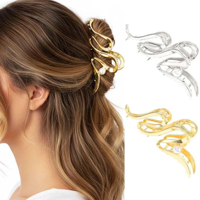 Fashey Hair Claw Clips Gold Metal Hair Clip Large Claw Clips for Thick Hair Accessories for Women