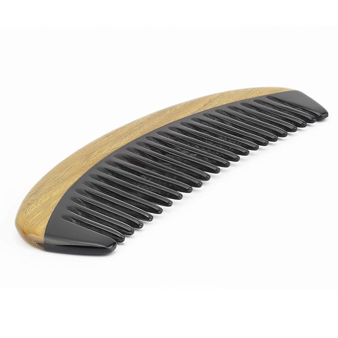 Onedor Buffalo Horn Handmade Sandalwood Hair Combs - Anti-Static Scented Natural Detangler Wooden Combs (Oval Wide Tooth)