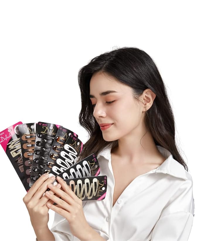 Dofash 12PCS Snap Hair Clips For Women-Non Slip & Metal Hair Barrettes, 5cm 2'' Small Clips For Thin & Fine Hair, Blonde + Light Brown