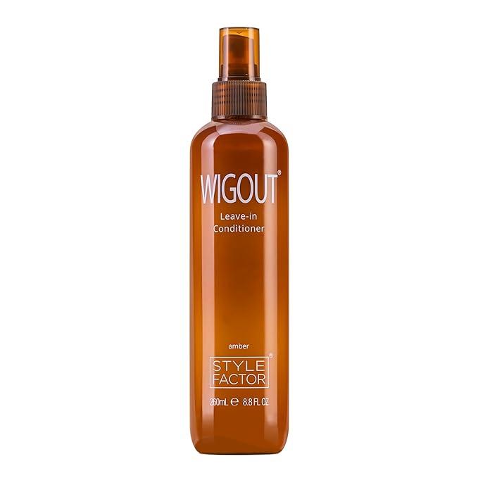 Style Factor WIGOUT Leave-In Conditioner Spray – Lightweight Hydrating & Conditioning Mist Controls Frizz, Adds Shine & Softness For Dry Damaged Hair No-Rinse Formula for All Hair Types - Amber