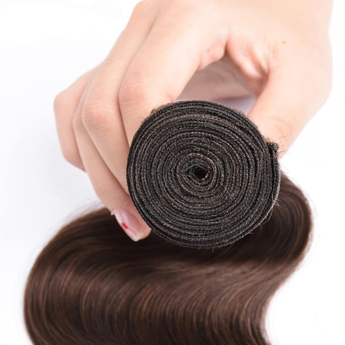 34 Inch Color 4 Bundles Human Hair Brown Body Wave Bundles Brazilian Virgin Soft and Silky Remy Hair Extensions Niegmeag Chocolate Brown Body Wave Bundle 100g