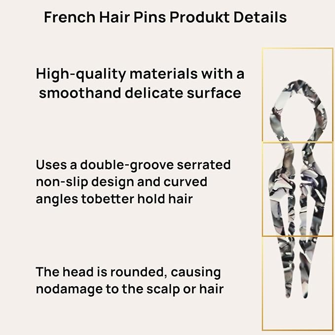 3Pc Prestige Hair Pin,French Hair Pins for Women, Women Hair Accessories, Suitable for Thick Hair (black,light gray,dark yellow)