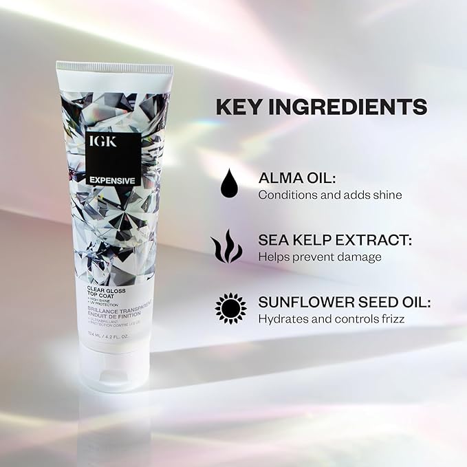 IGK Expensive Clear Gloss Top Coat + Cash In Instant Repair Serum | Vegan + Cruelty Free | 4.2 oz + 1.7 oz (Pack of 2)