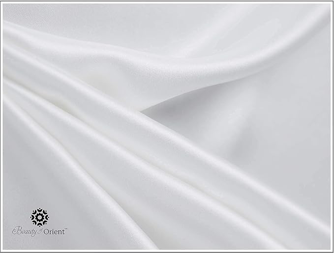 25 Momme Premium Mulberry Silk Pillowcase for Hair and Skin | Handcrafted Hypoallergenic & Anti-Acne White Silk Pillow Cases with Zipper | King - 20" x 36", Natural Undyed White