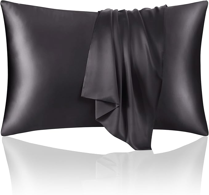 ECOSA Luxurious 30 Momme 100% Mulberry Silk Pillowcase (50x70cm) – 6A Grade Charmeuse Weave, Oeko-TEX® Certified – Frizz-Free Hair & Wrinkle-Free Skin (Charcoal)