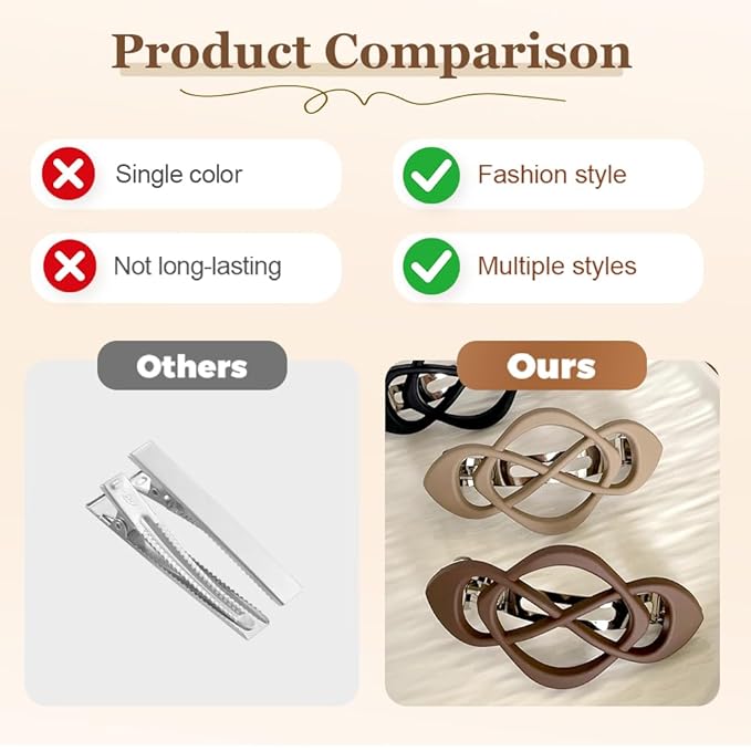4 Pack Vintage French Barrette Hair Clips, 2026 New Hair Clip Accessories for Women, Strong Hold No Slip Styling (Style A)