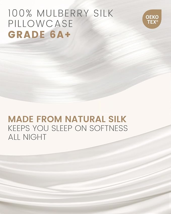 THXSILK 100% Mulberry Silk Pillowcase for Hair and Skin, Grade 6A+ Mulberry Silk Pillow Case with Hidden Zipper, Ultra-Soft Smooth Silk White Pillowcase(1pc, California King Size 20"x40")