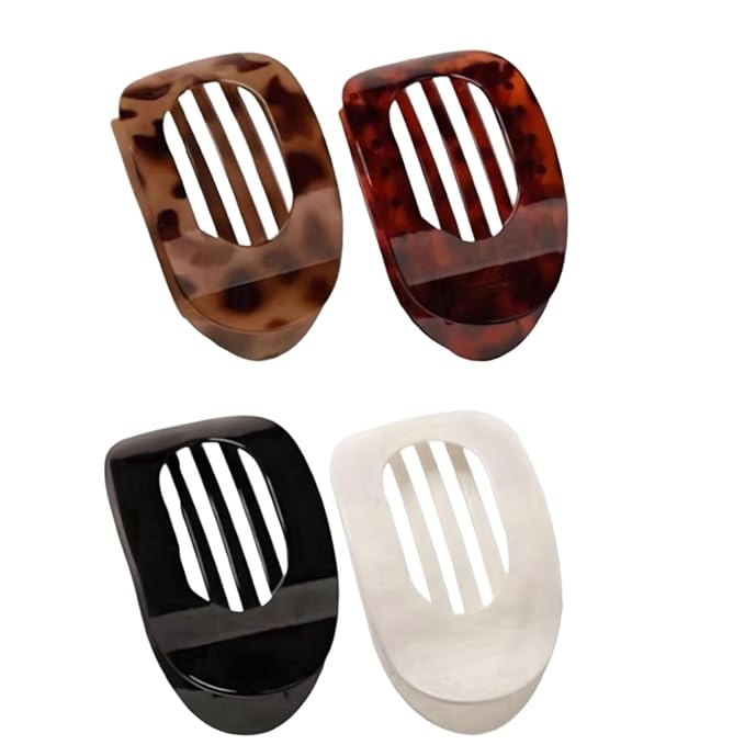 Dodorado Flat Hair Clips,Suerteyay/Hailoyearn Simple Refined Hair Clip, Sturdy Keep No Slip Large Claw Clips,Volume Flat Top Round Clip for Thick or Thin Hair (4p)