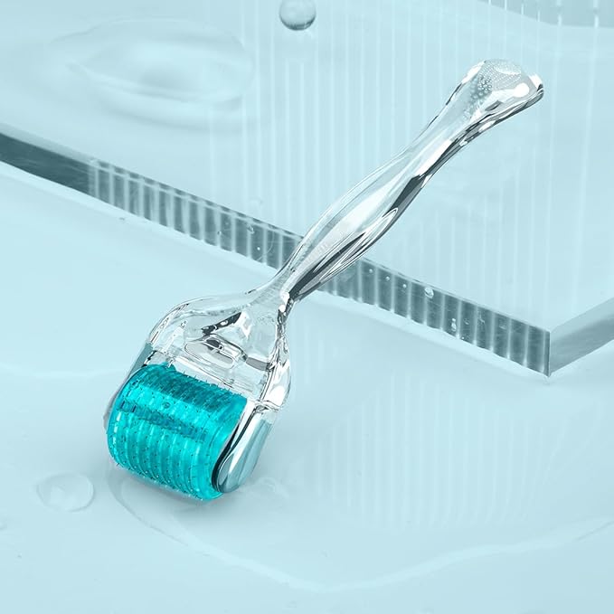 Derma Roller Titanium Needles,192 Micro Needle Dermal Roller- Microdermabrasion Tool At Home Use (Blue)