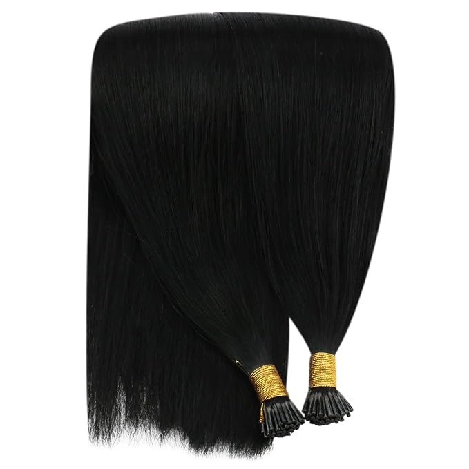 YoungSee I Tip Hair Extensions Human Hair Black 18 Inch Itip Human Hair Extensions Black I Tip Extensions Cold Fusion Itips Hair Extensions Human Hair Keratin Tip Extensions for Everyday Wear 60s 50g
