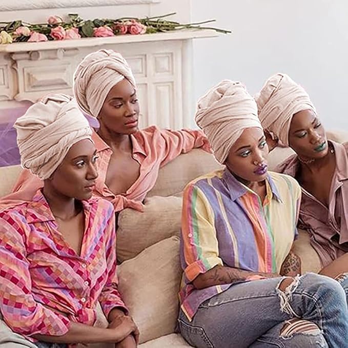 Harewom Head Wraps for Black Women Stretch Head Scarf Long African Hair Wraps Turban Headwraps Jersey Headbands