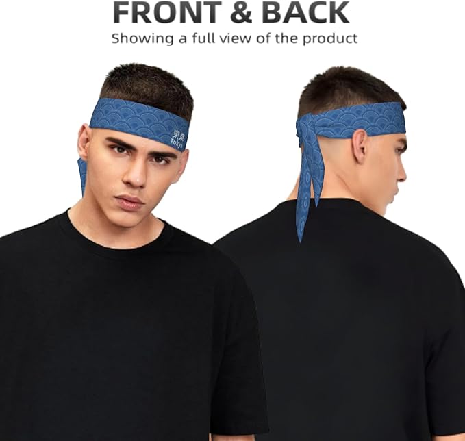 Sports Tie Headband Bandana Running Athletic Sweat Band Elastic Adjustable Sport Head Tie for Men Women Head Ties Ninja Tie Headbands Tennis Sweatbands Soccer Basketball Teams Running Head Band
