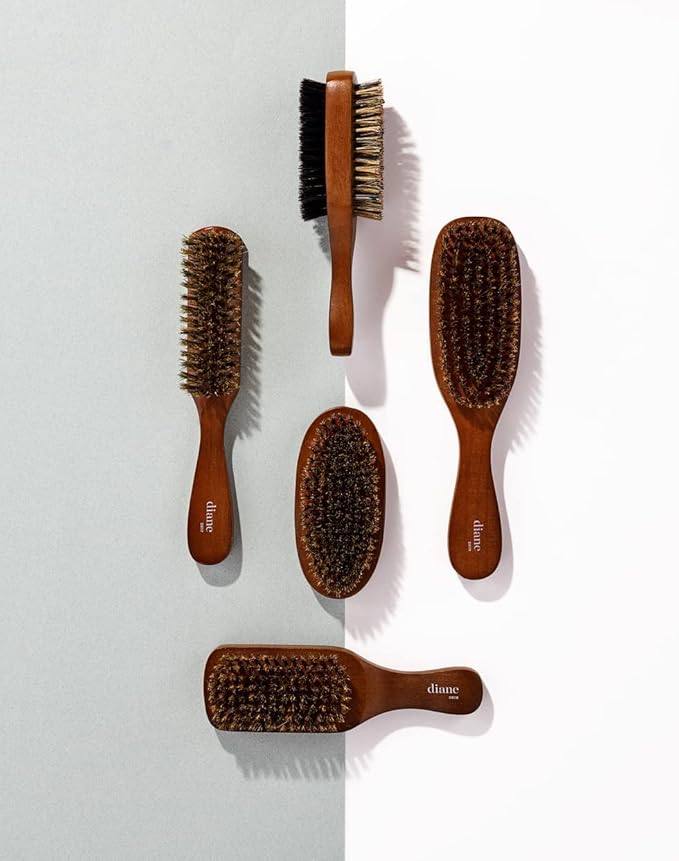 Diane Premium 100% Boar Bristle Military Wave Brush for Men and Barbers – Medium Bristles for Thick Coarse Hair – Use for Detangling, Smoothing, Wave Styles, Soft on Scalp, Restores Shine