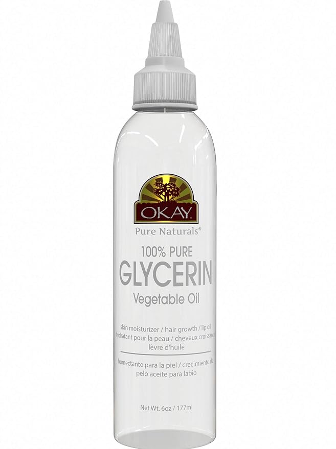 OKAY 100% Pure Glycerin Vegetable Oil - Natural Cleansing for Hair, Skin and Face, Liquid Glycerin to Moisurize and Hydrate for Women and Men - 6 Fl Oz (Pack of 1)