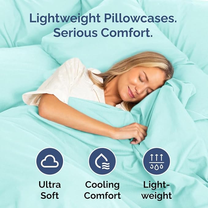 Queen Pillow Cases - 4 Pack - Super Soft Pillowcase Covers - Envelope Enclosure - Hotel Quality Pillow Protectors - Wrinkle Free, Shrink and Stain Resistant - Machine Washable - 20" x 30" (Spa Blue)