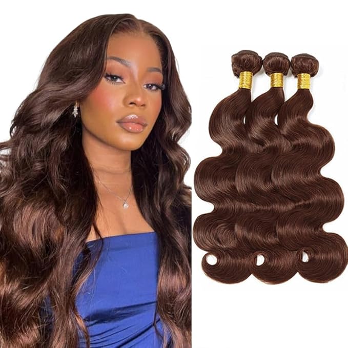 Chocolate Brown Body Wave Bundles Human Hair Brown Bundle 30 30 30 Inch Color 4 Body Wave Bundle Niegmeag Brazilian Virgin Remy Hair Extensions 300g